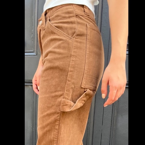 Brandy Melville Crispina Brown Corduroy Carpenter Pants - Picture 2 of 6